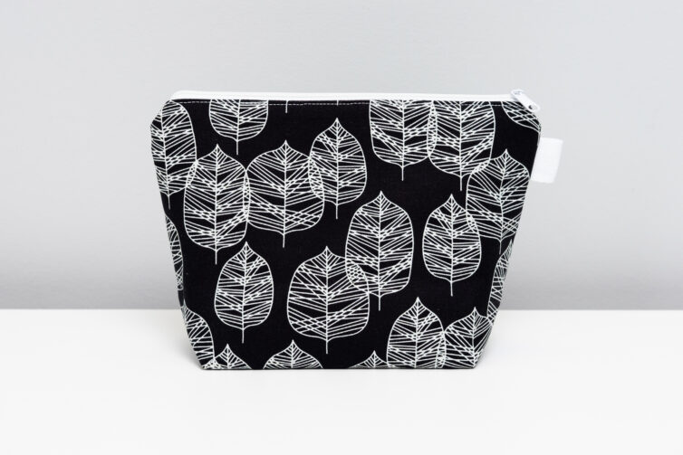 Black Leaves Makeup Bag