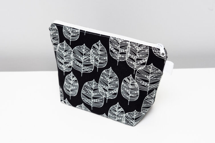 Black Leaves Makeup Bag
