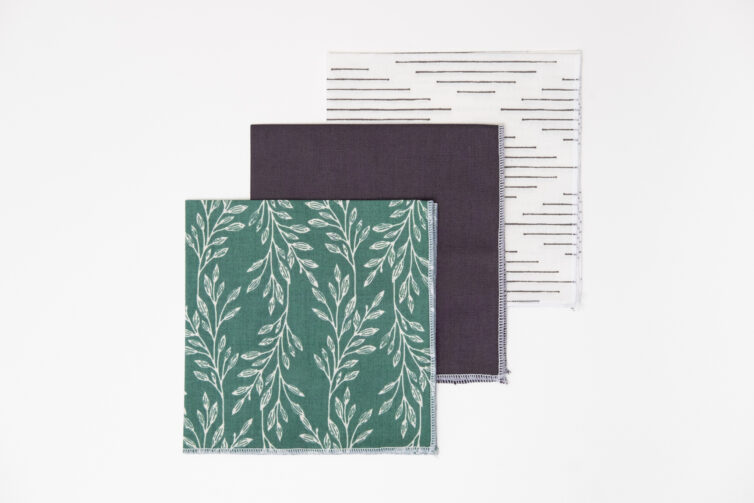 Cotton Hanky Set - Green & Grey