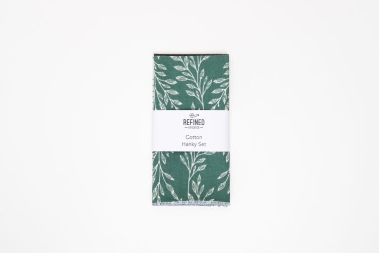Cotton Hanky Set - Green & Grey