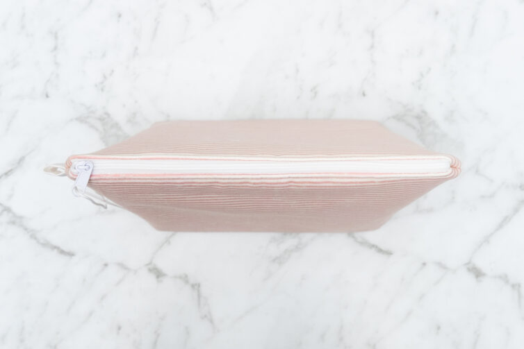 Pink Striped Makeup Bag